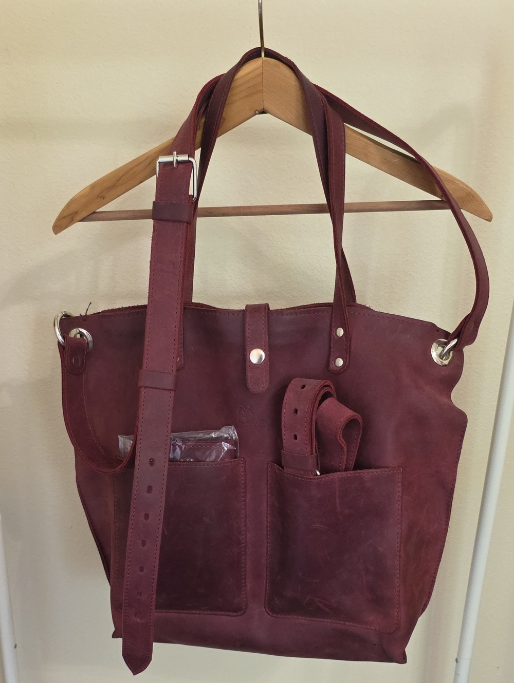 Burgundy Leather Tote Bag & Wallet